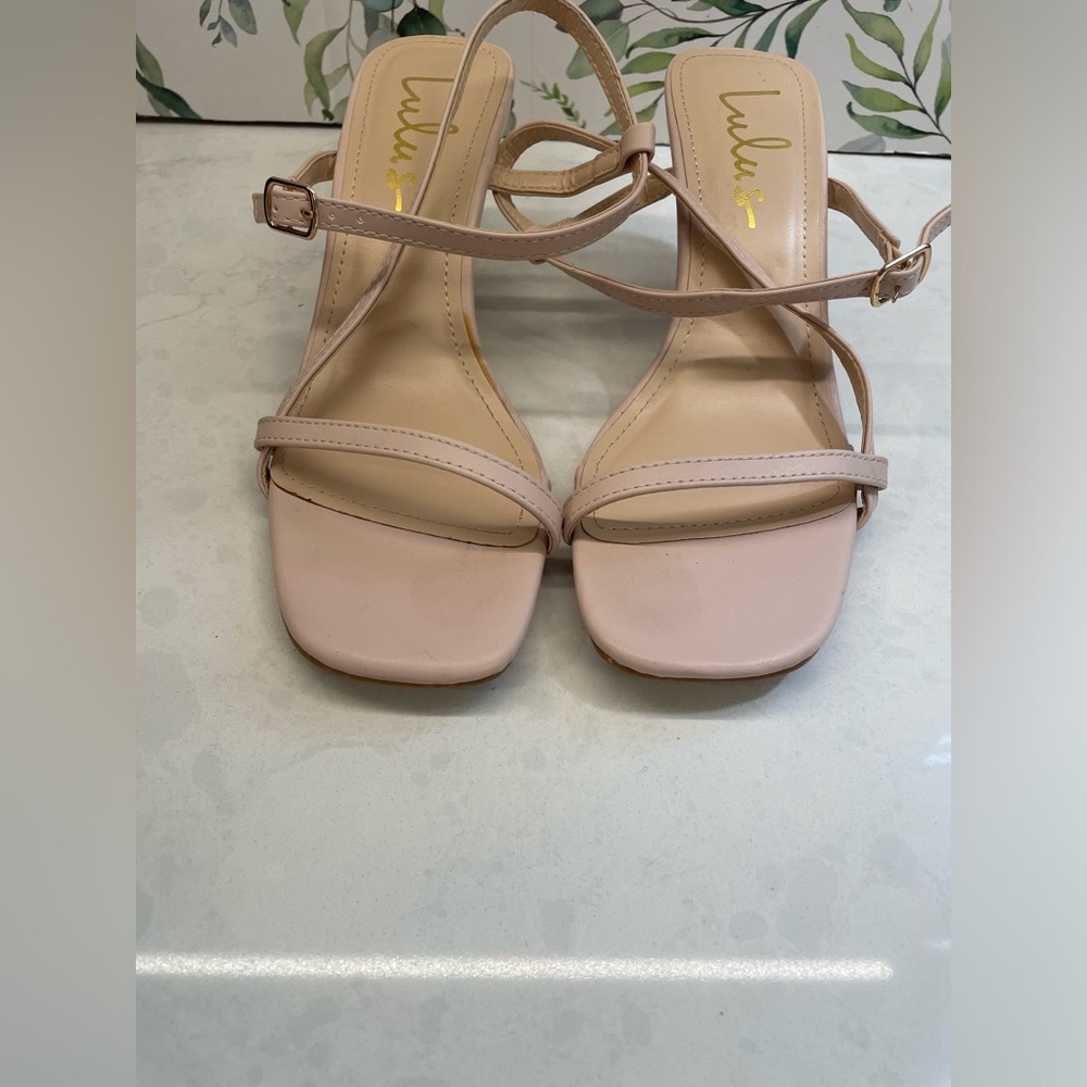 Lulu's Blush Pink Strappy Square-Toe Heeled Sandals